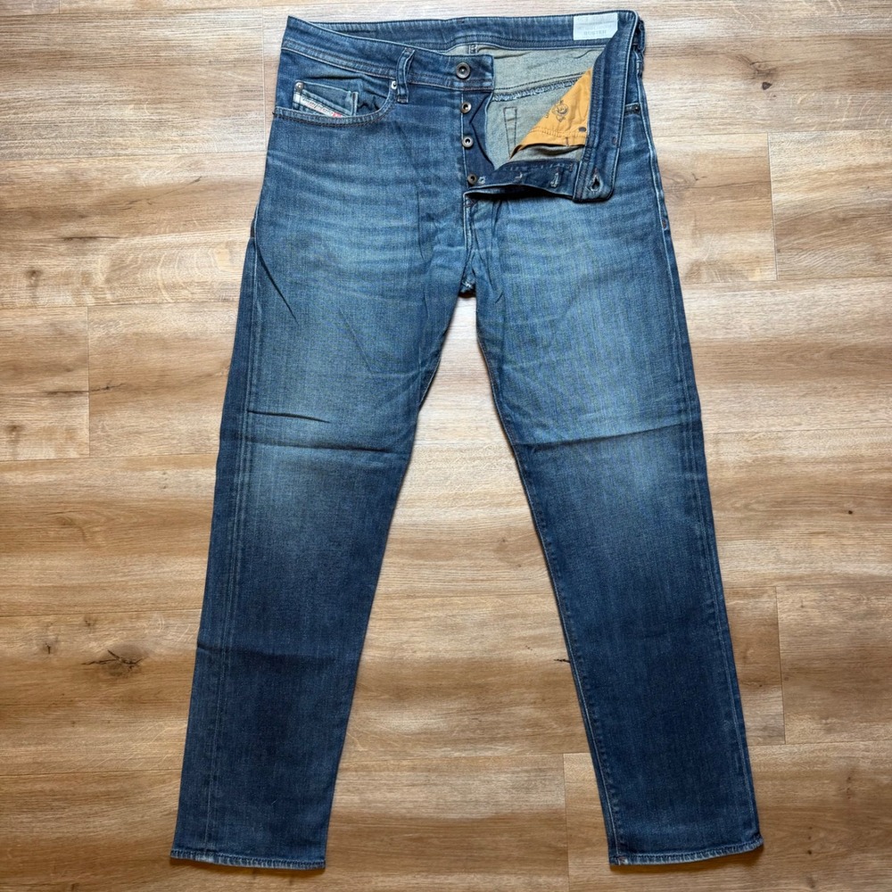Diesel Buster Jeans Mens 32x30 Blue Slim Tapered Stretch Denim Button Fly 0845G